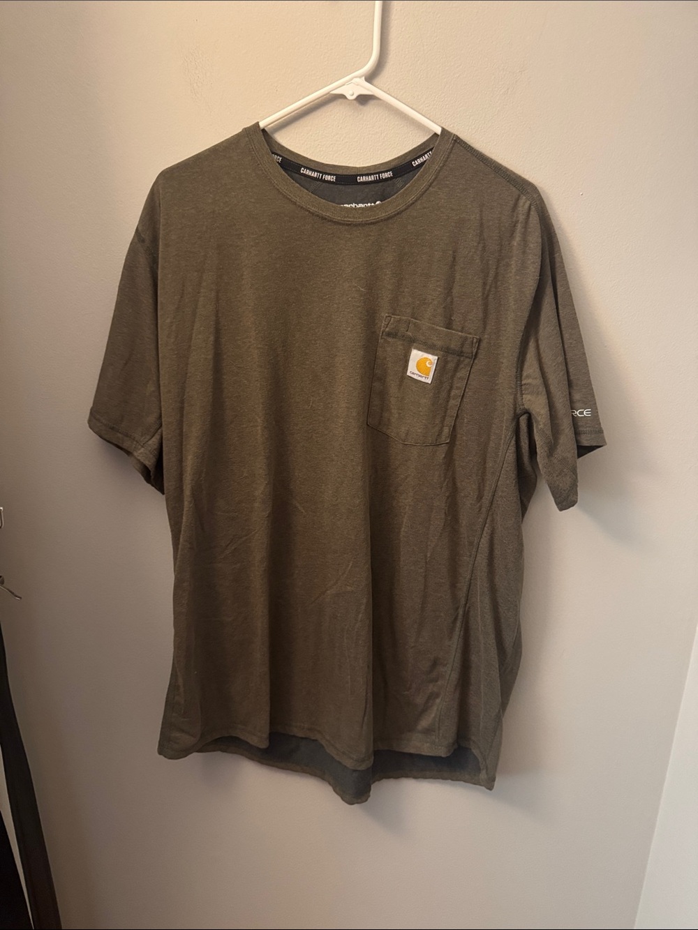 Carhartt Olive Short Sleeve Pocket T-Shirt with Logo Patch
